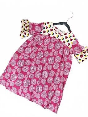 NEW PETE + LUCY girls heart short sleeve dress in magenta